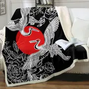 Artistic Flowers and Storks Throw Blanket