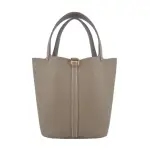 【HERMES 愛馬仕】PICOTIN LOCK 22CM T/C 牛皮桶包(18大象灰/W刻/金釦)