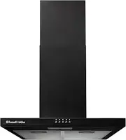 Russell Hobbs Chimney Cooker Hood 60cm T-Shaped Kitchen Extractor Fan in Black, 3 Speed Settings & LED Light Extraction & Recirculation Features, 2 x Washable Aluminium Filters RHTCH600B1B