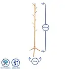 Wooden Coat Rack Hallway Free-Standing Garment Hanger Hat Hook Clothes Stand
