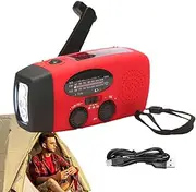 Hand Weather Radio | Radio with Weather Alert,Solar Flashlight Hand Radio, Hand & Type-C Charging Radio for Preparedness for Survival