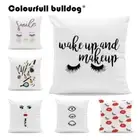 Colorful Eyelash Eyes Pillow Cushion Cases Black Glasses Red Lips Pillow Smile