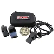 3pc Fox Summit 40 Classic/Pearl/Sonik Blast CMG Whistle w/ Breakaway Lanyard BLK