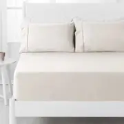 Hotel Living 250TC Polyester Cotton Fitted Sheet Set Ivory Double