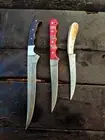 FILLET KNIFE SET HANDMADE FILLETS KNIFE DAMASCUS STEEL RAZOR SHARP FIXED BLADE