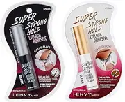 i•ENVY Super Strong Hold Eyelash Adhesive, Waterproof, 48-Hour Long-Lasting Lash Glue, Latex-Free, Hypoallergenic, Quick-Drying with Brush-On Applicator for Strip Lashes (Black&Clear, 2 Pack)