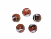 7/8" Kraken Retired Glass Marble 22mm Shooters Pack of 5 Red Brown with Swirls