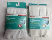 Unisex LIGHT COMPRESSION SOCKS Over-the-Calf White Size L/XL - 2 Pairs CVS NEW!