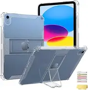 Clear Case for iPad (A16) 11th Generation 2025 11-inch/10th Generation 2022 10.9 inch with Pencil Holder & Kickstand,Slim Lightweight Soft TPU Anti-Scratch Shockproof Impact Resistant Tablet Cover