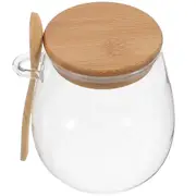 Glass Storage Jar with Sealed Lid Clear Glass Food Storage Canister Tea Coffee Jar with Spoon