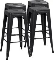 30" Metal Bar Stools Bar Height High Backless Stools Indoor Outdoor Set of 4