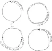 [Tummy Tub] Bracelets,Bracelet Jewellery,Anklet String Charm,of The Rings Book Set Moon Pendant Multilayer Anklet Set for Girls Style Beach Anklet Bracelet Jewelry Anklet Adjustable Size Matching Rings Moon