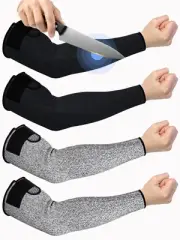 2 Pairs Cut Resistant Sleeves Protective Arm Protectors with Adjustable Strap...