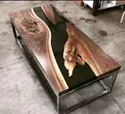 72"x36" Black Epoxy River Table Top, Epoxy Dining Table, Walnut Wood Epoxy Table