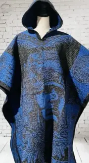 Mexican Double Sided PONCHO Aztec & Jaguar Poncho Mexicano Azteca Y Jaguar