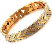 'JFUME Magnetic Bracelets for Women 18k Gold with Silver with Link Remove Tool Included 7.5''-8.5'' Adjustable'