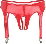 [GRRKDFQ] Women Lingerie Open Crotch Thong Briefs Underpants with Garter Clips Open