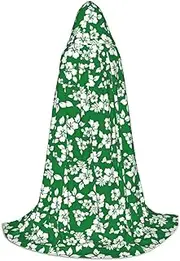 SKKNT Hawaii Flower Print Halloween Hooded Cloak Full Length Cape With Hood For Men And Women For Carnival