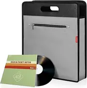 AKOZLIN Vinyl Record Travel Carrying Bag,LP Records Durable Vinyl Albums Case For Most 7" 10" 12" LP Grey
