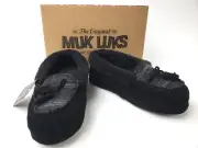 Leather Goods MUK LUKS Women's Sia Faux Fur Suede Moccasin Slipper Black size 9