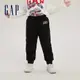 Gap 男幼童裝 Logo束口鬆緊棉褲 碳素軟磨系列-黑色(794474)