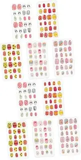 minkissy 10 Boxes Children's Nail Stickers Pre-Glue Full Cover Fake Fingernail Kit Glue on Nails Flake Nails Coffin Nail Wraps Suits Stocking Stuffers Ebt Abs Nail Decals Girl
