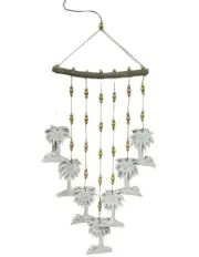 [Willow & Silk] Handmade Wooden Palm Trees With Beads on Hanger 100cm in White