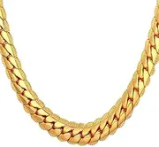 [U7] Men Women Platinum/18K Gold Plated Chain Necklace 18KGP Stamp Hip Hop Jewelry 6MM-9MM Wide Snake Curb Link Chain, 18",20",22",24",26",28",30" Length, Send Gift Box