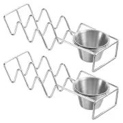 2pcs Stainless Steel Taco Holder with Seasoning Cup, Holds Up to 3 Tacos,Silver