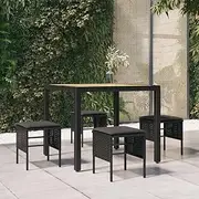 Garden Footstools with Cushions 4 pcs Black Poly Rattan,Comfortable Garden Footstools for Outdoor Relaxation and Comfort Outdoor Sectional Sofa Units