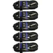 5PACK 3ft foot MALE to FEMALE XLR mic microphone pro audio cables for DMX cords