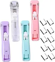 SEWACC 1 Set Lightweight Household Clam Clip Dispenser with Refill Clips Portable Document Stapler for Office Study and Home Use No Scratch Design for Easy Paper Clipping