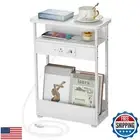 Narrow Side Table,3-Tier End Table with Storage Shelf,Modern Sofa Table Thin