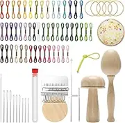 Windspeed Darning Egg Darning Mushroom for Socks Darner Egg Kit Include 14 Hooks Small Weaving Darner Loom 9 Large Eye Needles 50 Colors Thread for DIY Handicraft Home Sewing Care