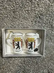 Vintage Berlin Germany Salt & Pepper Shakers White & Gold Collectible Souvenir