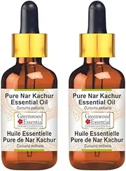 Greenwood Essential Pure Nar Kachur Essential Oil (Curcuma zedoaria) with Glass Dropper 100% Natural Therapeutic Grade Steam Distilled for Personal Care (Pack of Two) 100ml X 2 (6.76oz)