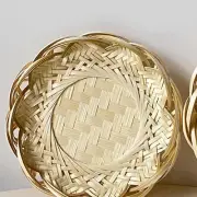 Bamboo Bread Tray Multiuse Round Desserts Plate Decoration Woven Bread Basket