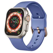 For Apple Watch Series 3,38-mm Case,Pin Buckle Silicone Watch Band,Cyan Blue