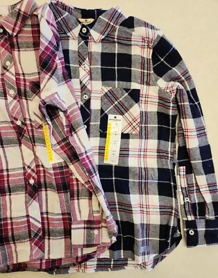 Two Woolrich Flannel Plaid Shirts M New with tags fits S