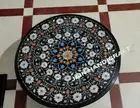 18" console Black Marble Table Top Coffee corner Center Inlay Malachite decor