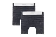 2PK Algodon Polyester Lawson Plush Contoured Bath Runner Soft Mat Ebony 50x50cm