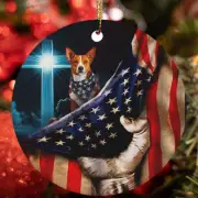 Cute Basenji Dog Patriotic Flag USA Christmas Ornament Gift Tree Decor Hanging