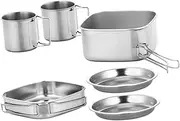 GOOHOCHY Travel Camping Cookware Compact Stainless Steel Cooking Set for Outdoor Cooking Picnics and Home Use