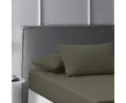 Washed Cotton Fitted Sheet Set (Caramel) - Super King