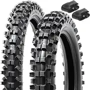 110/100-18 (4PR TT) 64M and 80/100-21 (4PR TT) 51M Dirt Bike Front/Rear Tire and Inner Tubes Compatible with 110/100-18 80/100-21 Off Road Pit Bike/Motorcycle Tires (P-2006+P-262)