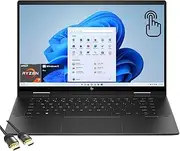 HP Envy x360 2-in-1 Touch Laptop, 15.6" FHD IPS, AMD 8-Cores Ryzen 7 7730U, 16GB RAM, 1TB PCIe SSD, Backlit KB, WiFi 6E, Bluetooth, Webcam, USB-C, PDG HDMI Cable, US Version KB, Win 11 Pro