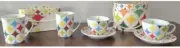 IOTA PORCELAIN - 2 COFFEE CUPS and 2 TEA CUPS with 2 SAUCERS and STORAGE CASES