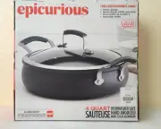 EPICURIOUS 4 qt Hard Anodized Nonstick Saute Pan with Glass Lid ALL COOKTOPS NEW