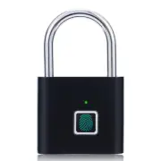 Black Silver USB Rechargeable Door Smart Lock Fingerprint Padlock Quick Unlock Z