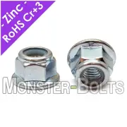 Bulk Qty - Nylon Insert Hex Flange Lock Nut Prevailing Torque DIN 6926 Zinc CL 8